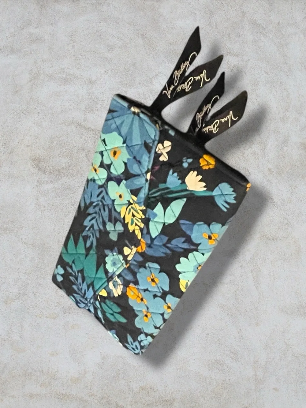 Vera Bradley Midnight Blues Quilted Cotton Trifold Flap Wallet Boho Floral